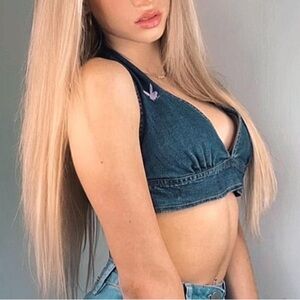 RARE Playboy Denim Bra Top